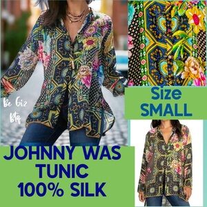 NWT JOHNNY WAS FAGAN SILK BUTTON-FRONT TUNIC SIZE SMALL